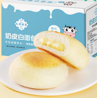 9.2元！九澳奶皮白面包400g夹心蛋糕