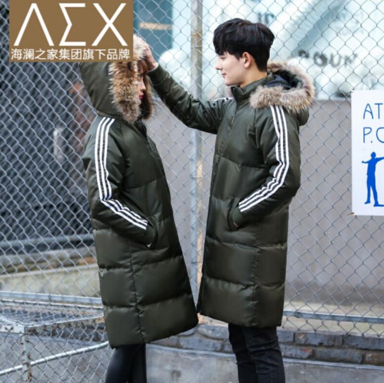109元包邮！AEX情侣潮流保暖中长款棉服外套