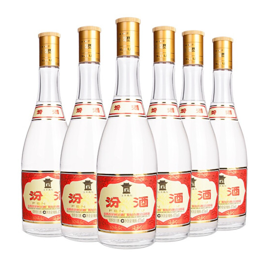 238元包邮！汾酒山西杏花村黄盖玻汾53度475ml*6瓶