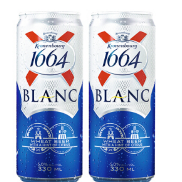 9.9元！京东1664 白啤酒小蓝罐330ml*2 罐装