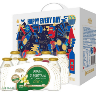 【折13.57元/件】54.28元包邮！界界乐 乳酸菌饮料 100ml*16瓶 金装版礼盒*4件