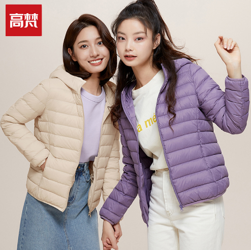 108.71元包邮！高梵 石墨烯轻薄短款连帽羽绒服外套
