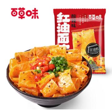 5.89元包邮！百草味 红油面皮 103g*3袋(麻酱+椒麻+酸辣)