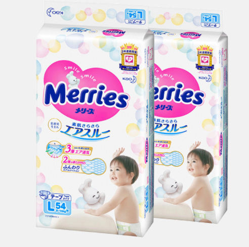 111.81元包邮！Merries 妙而舒 婴儿纸尿裤 L58片*2件