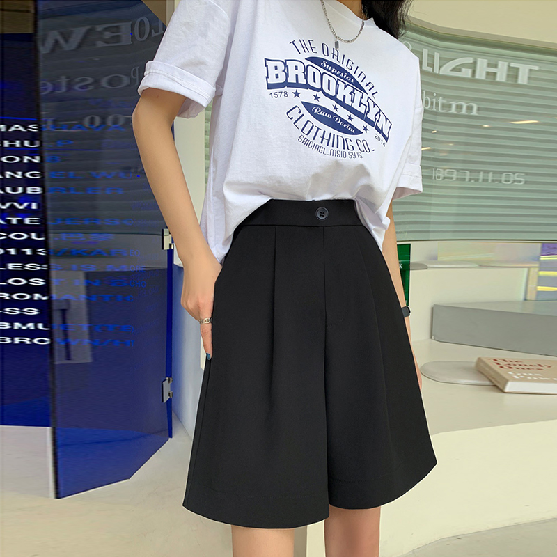 2023新款西装短裤夏季女宽松休闲显瘦阔腿高腰直筒a字五分裤中裤