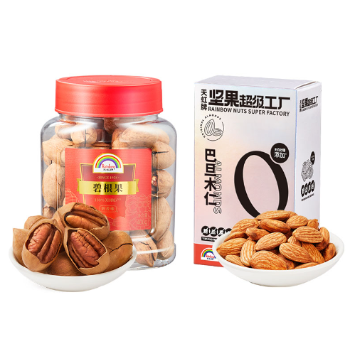 38.8元包邮！天虹牌 原味大杏仁巴旦木仁 500g 赠碧根果400g