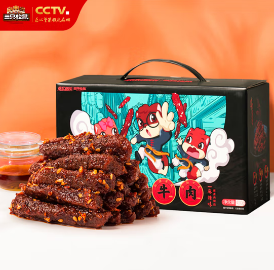 38.9元免邮！三只松鼠 麻辣蜀香牛肉 400g（约25~28小袋）