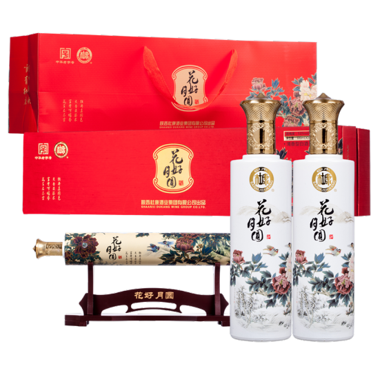 74元包邮！白水杜康 花好月圆53度白酒礼盒 500ml*2瓶