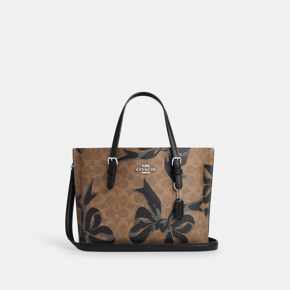 coach mollie tote bag 25 in signature canvas with bow print CZ767-SVXB4