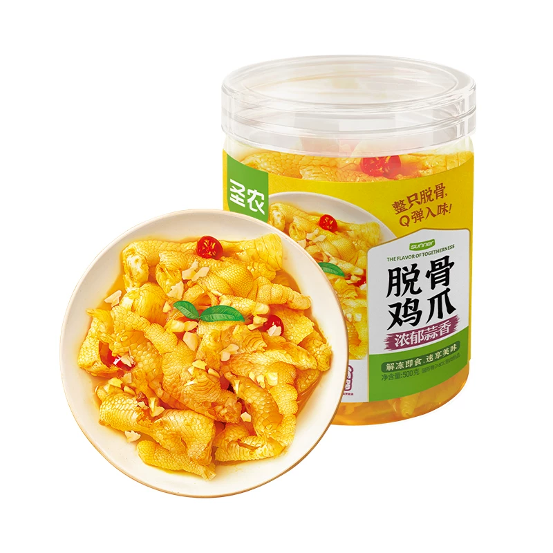 圣农蒜香脱骨鸡爪500g×3罐临期速食