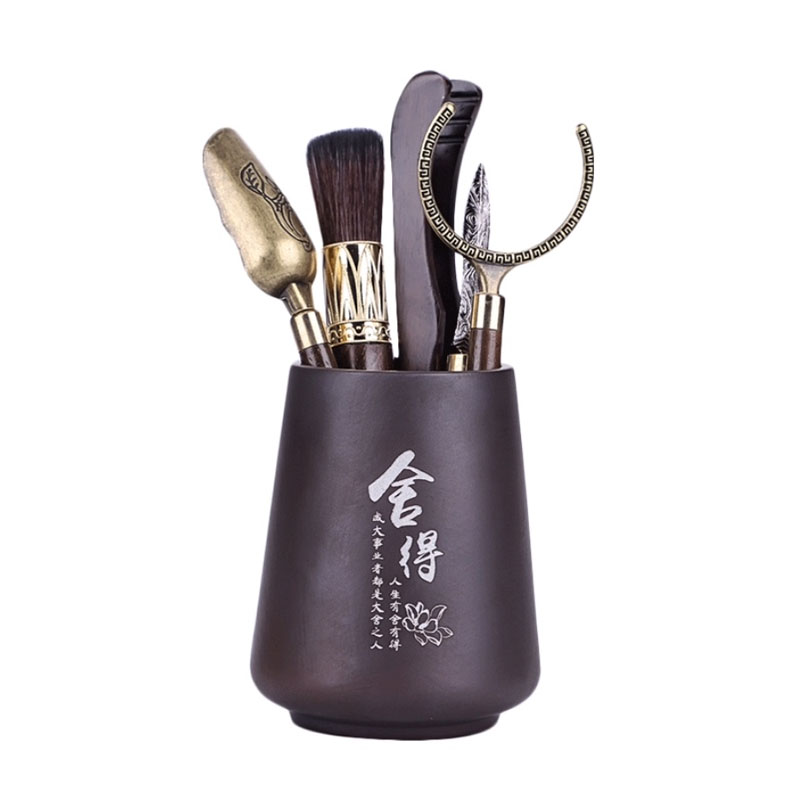 豪峰黑檀实木茶道六君子套装