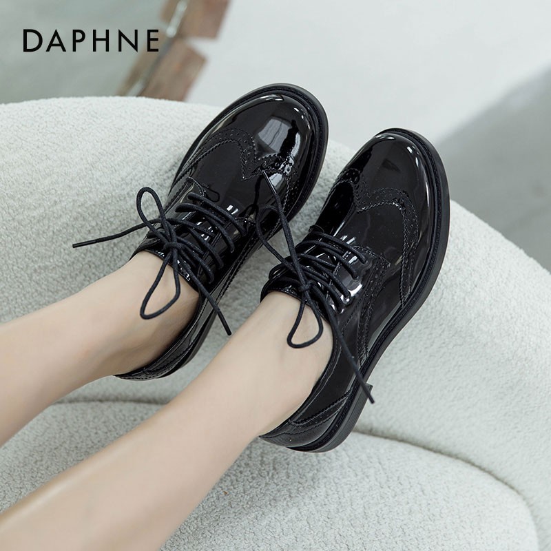【JD旗舰店】达芙妮（DAPHNE）女英伦风小皮鞋
