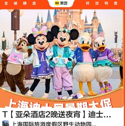 【美团】上海迪士尼人均 449元 起‼️