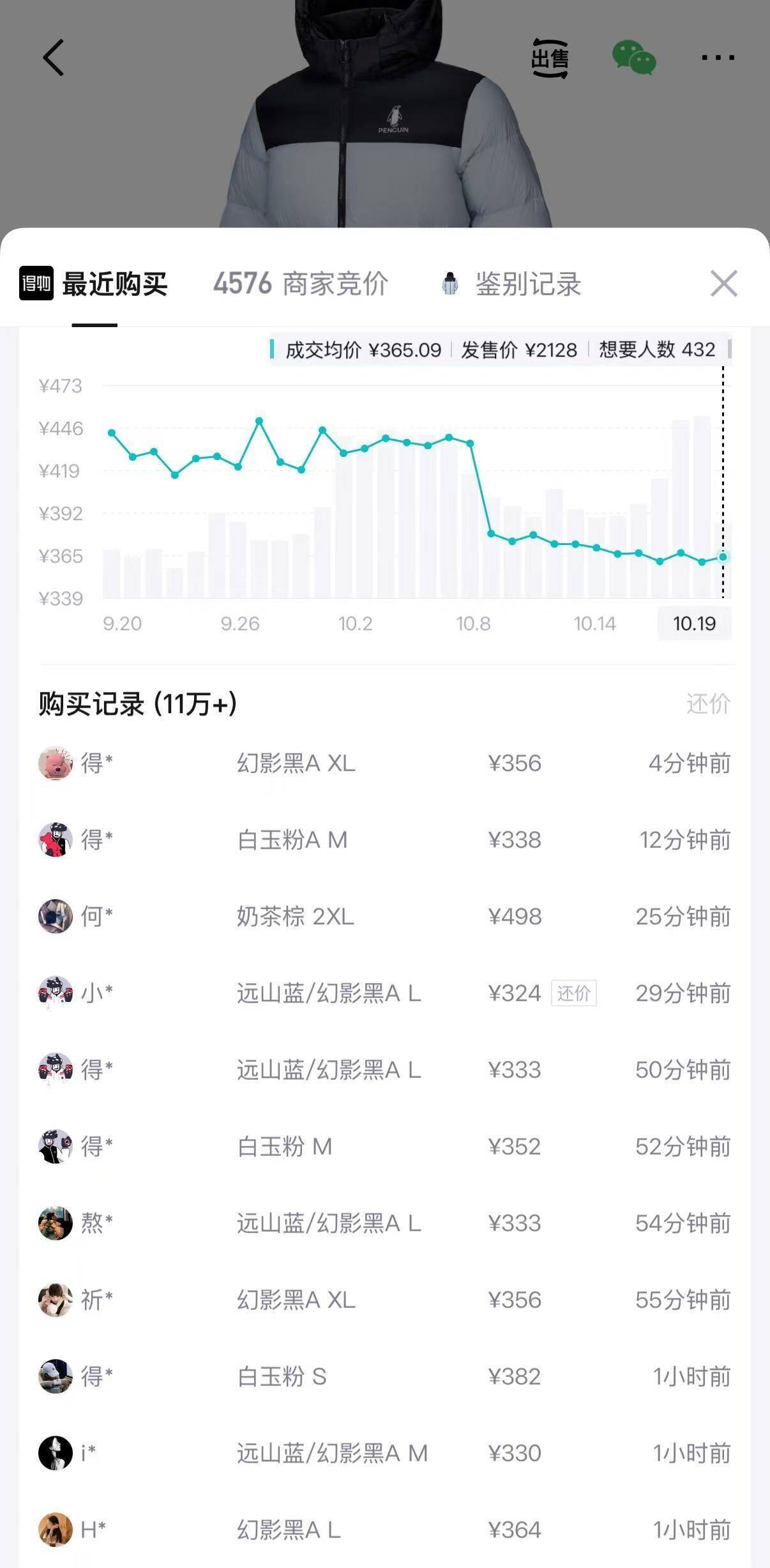 企鹅经典雪泡芙羽绒服 购物金到手226元
