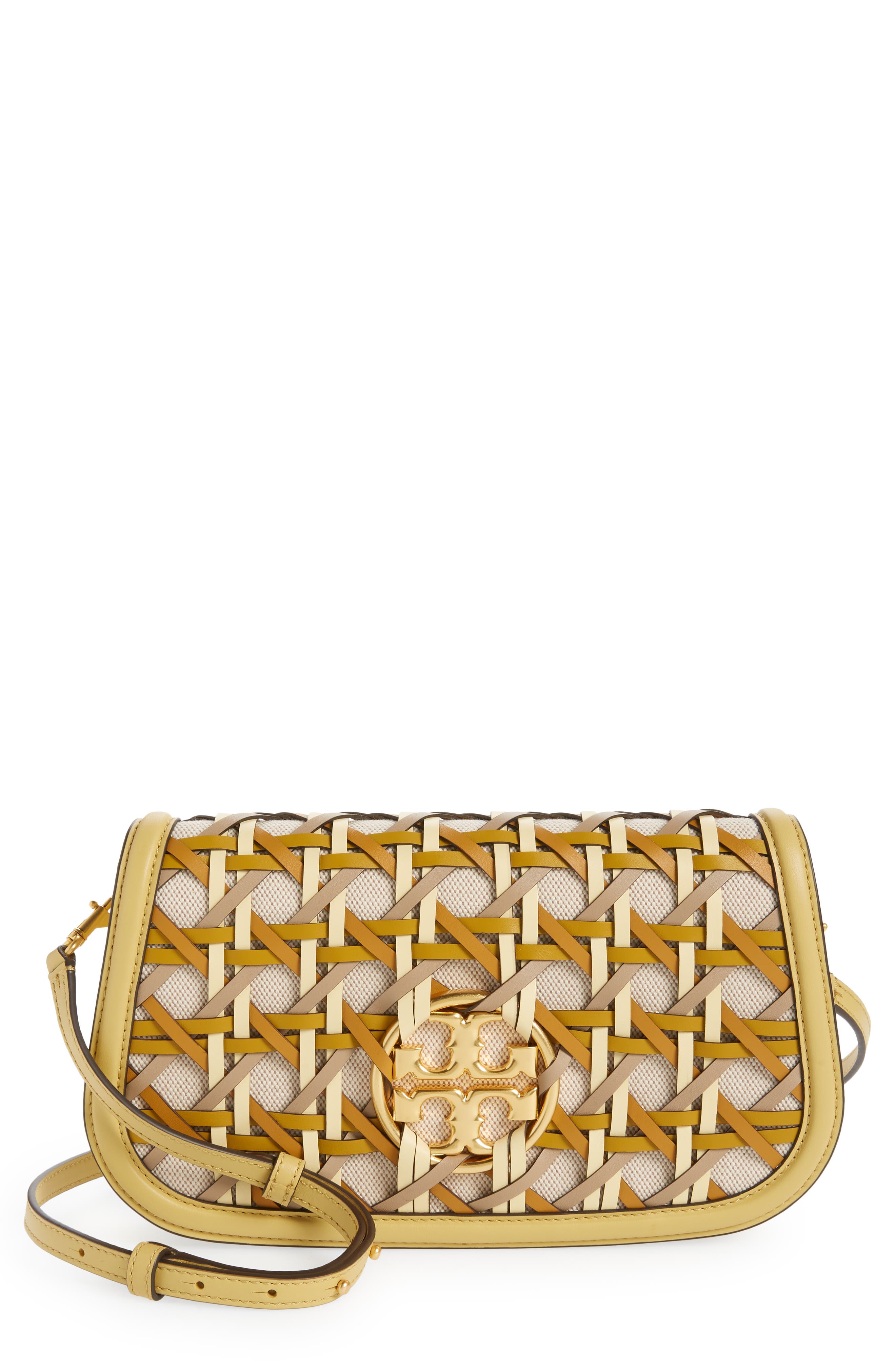 Tory Burch Miller Basketweave Leather Convertible Clutch