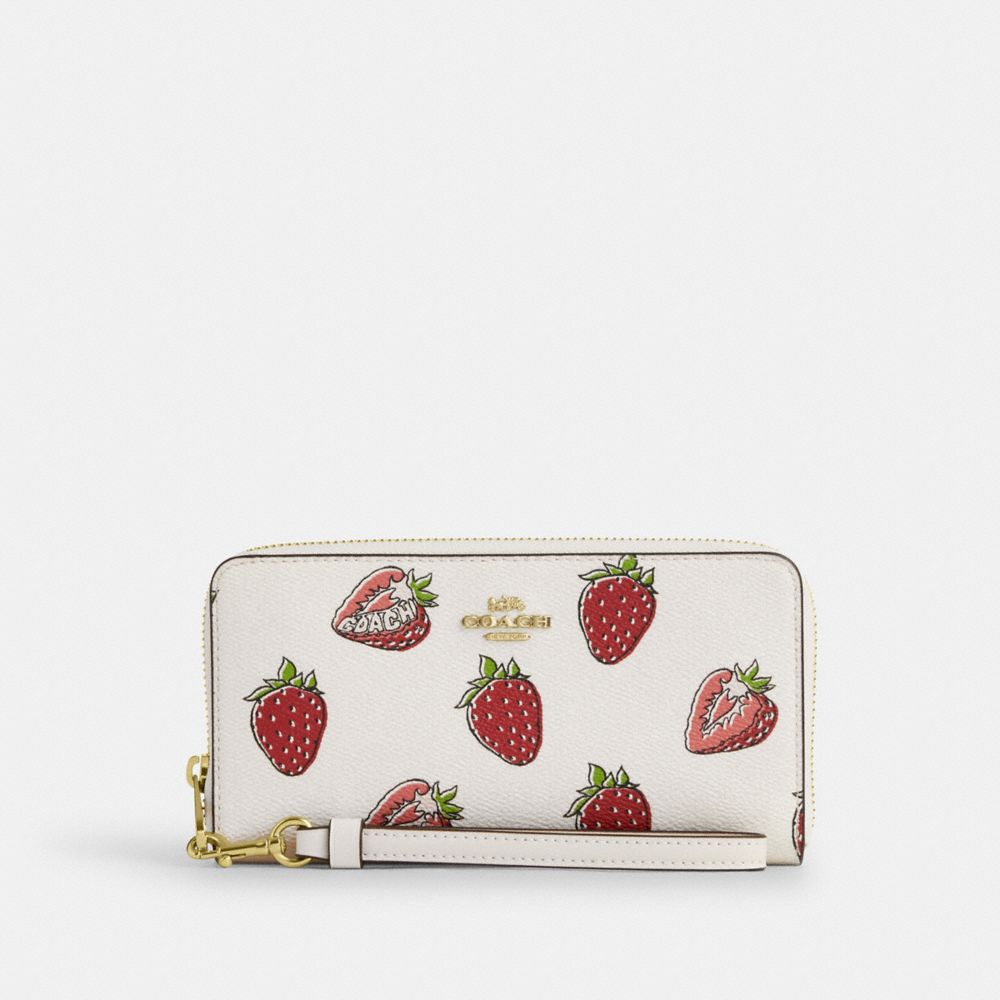 coach long zip around wallet with strawberry print CAO90-IMCAH