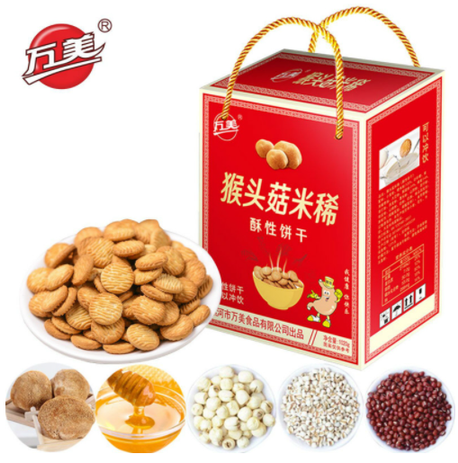24.9元包邮！万美 猴头菇养胃米昔饼干1020g礼盒