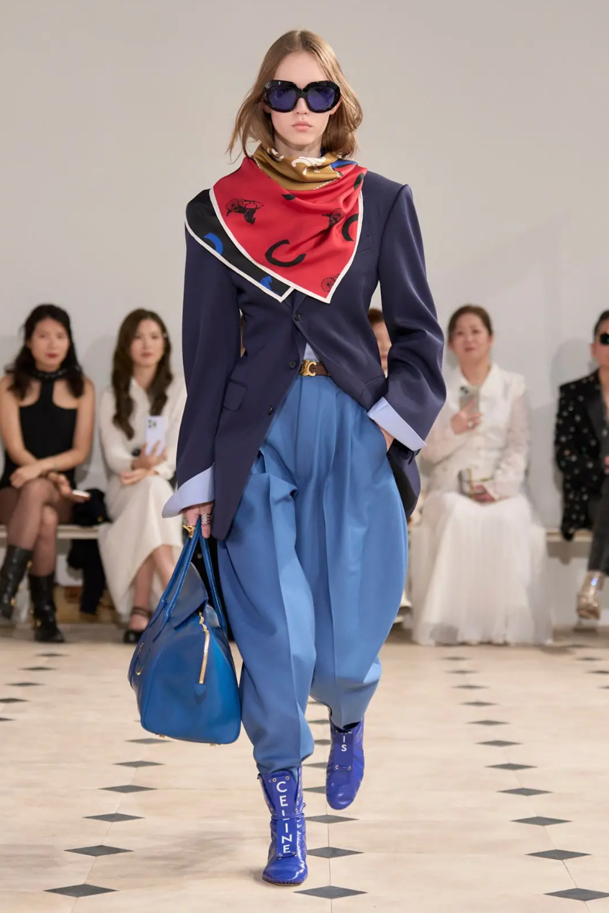 Celine Silk Twill Scarf with Michael Rider signature print