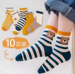 16.9元包邮！诺米团儿童秋冬亲肤中筒袜 10双