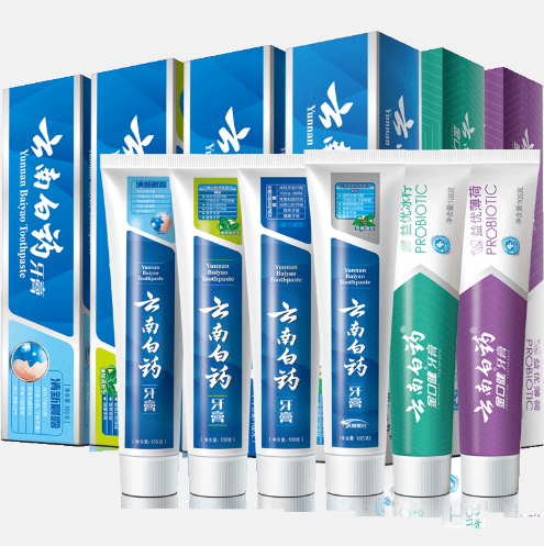 76元包邮！云南白药 牙膏全家福 6支 615g 送牙刷4支