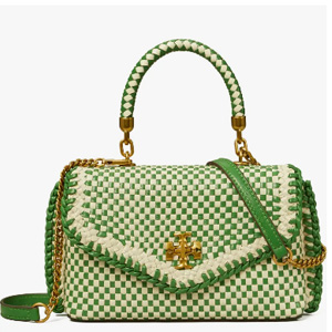 Tory Burch Kira Woven绿色编织mini斜挎包
