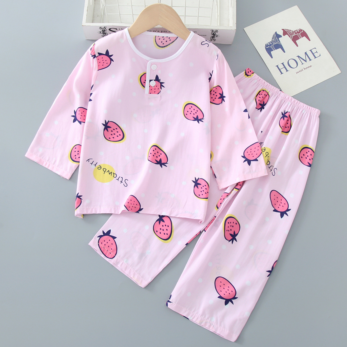 夏季儿童棉绸睡衣2件套