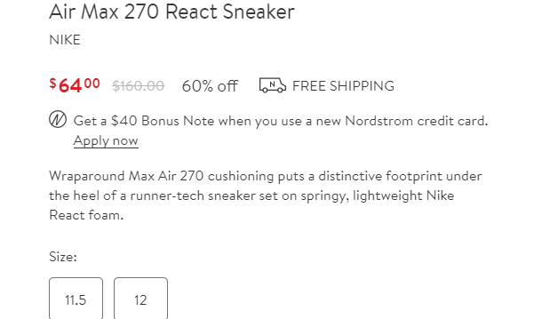 nordstrom nike air max 270 react