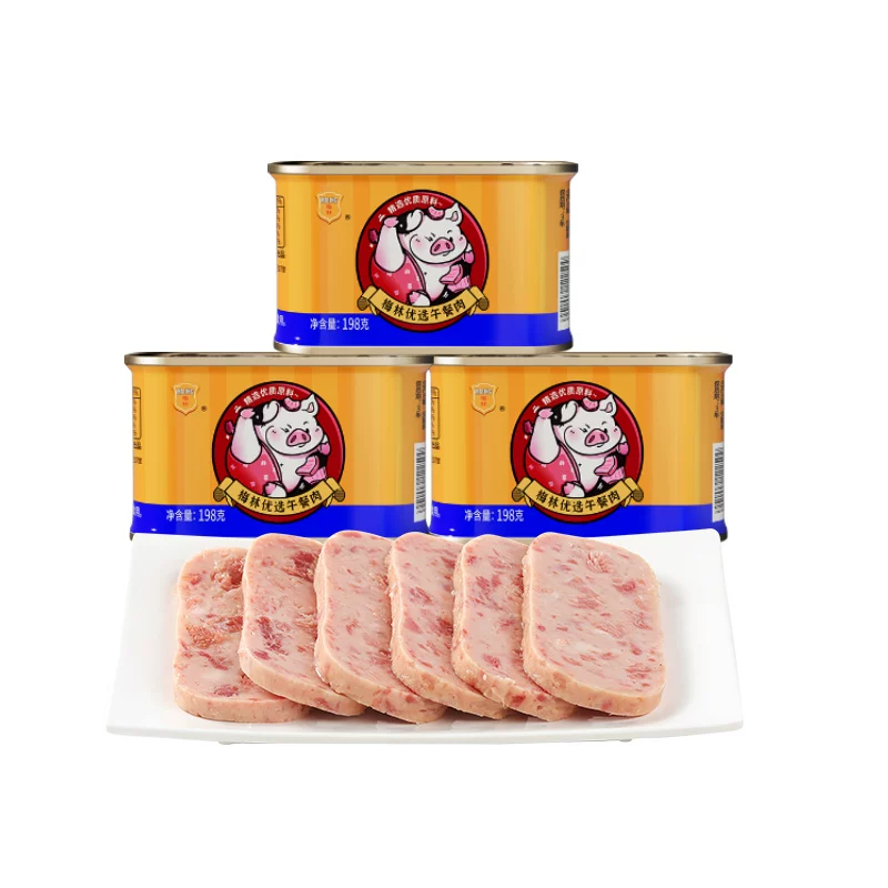 【拍3罐】中粮梅林优选午餐肉罐头198g涮火锅泡面户外速食食品