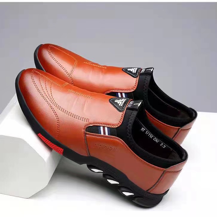 男鞋2022春季新款皮鞋男士休闲鞋一脚蹬软皮