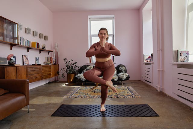 Rolled up yoga mat ready for a workout