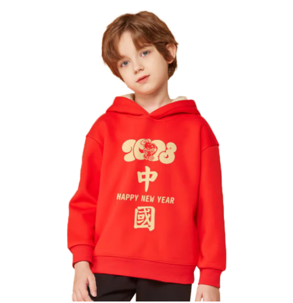 49.9元包邮！史努比（SNOOPY） 男童加绒保暖中国红卫衣