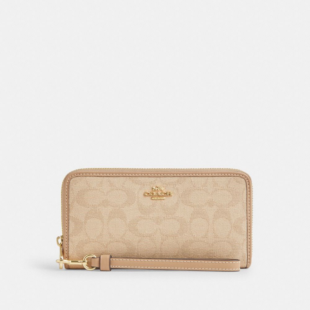 coach long zip around wallet with signature canvas CAO81-IMLG6