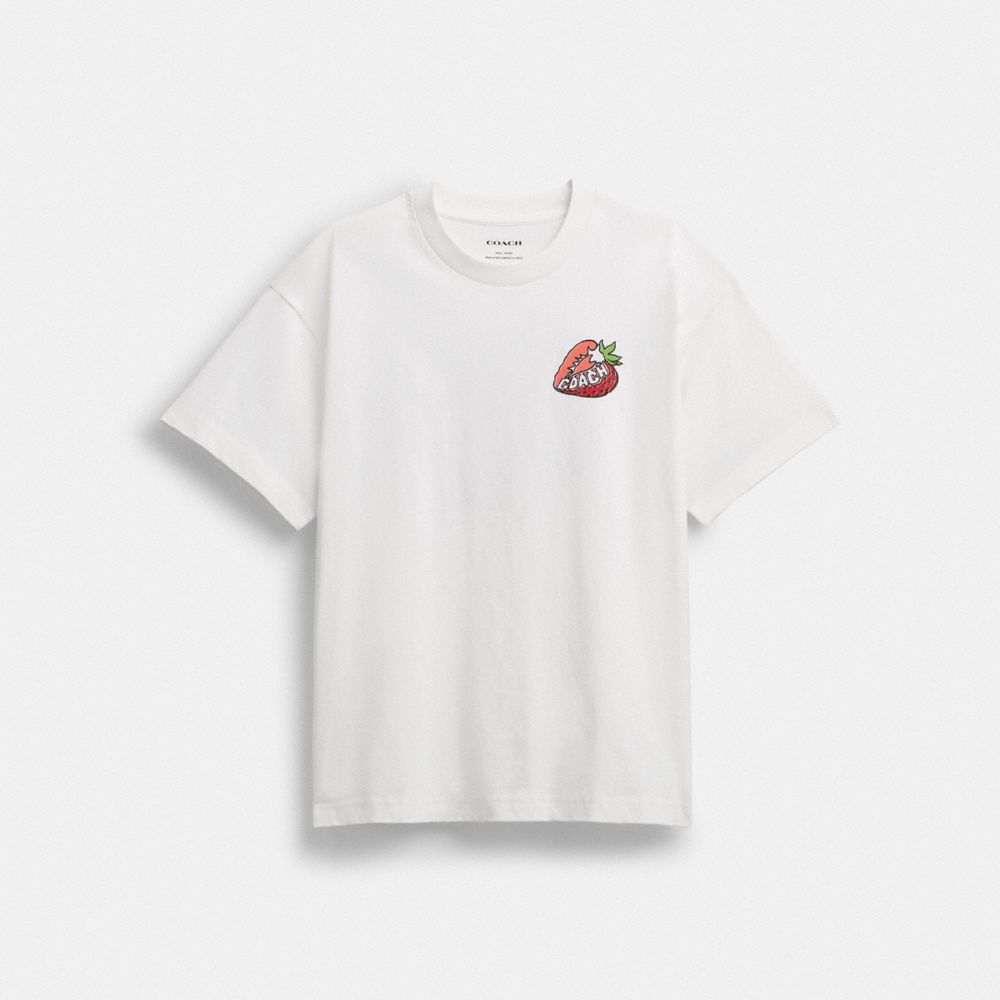 coach strawberry relaxed t shirt in organic cotton CAH64-WHT