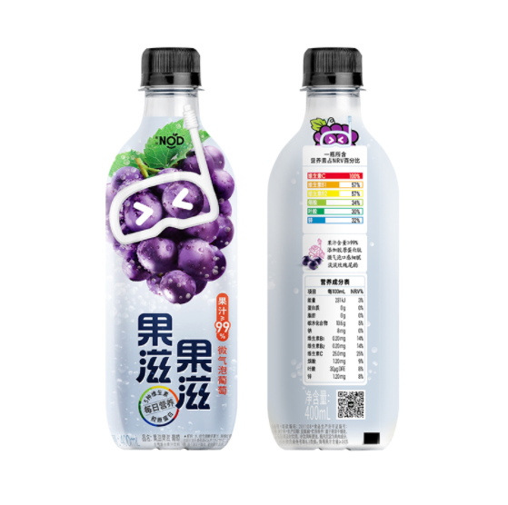 11.9元包邮！NODinc葡萄微气泡果汁400ml*4瓶