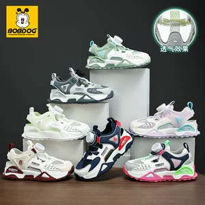 巴布豆男童凉鞋2026夏季新款镂空网鞋单网透气纽扣儿童运动鞋子女