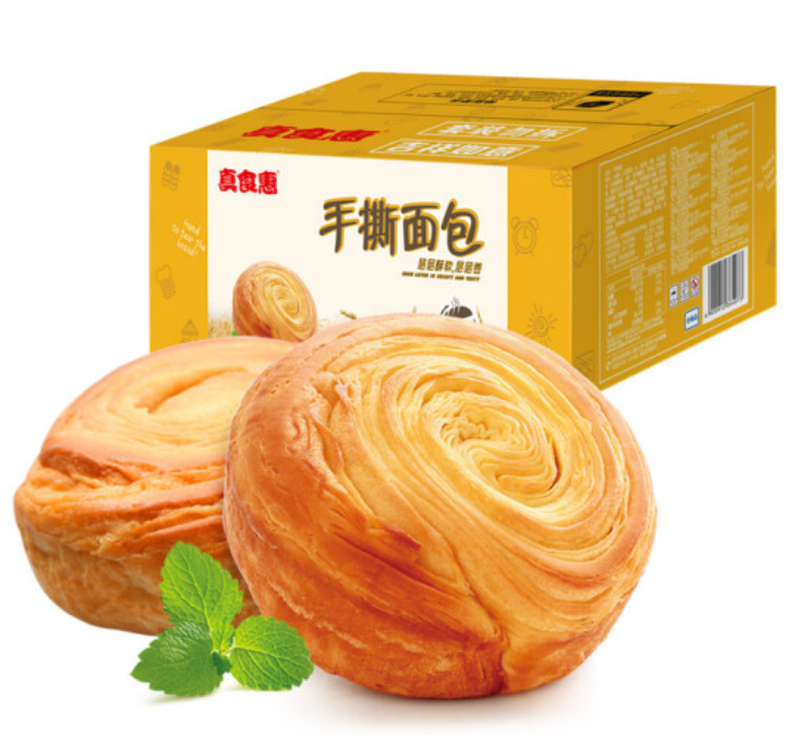6.9元包邮！盼盼 真食惠手撕面包1000g