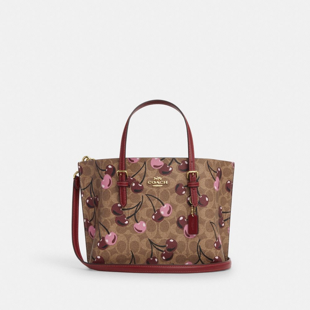 coach mollie tote bag 25 in signature canvas with cherry print CZ772-IMTAM