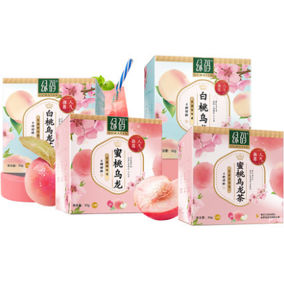 19.8元包邮！绿码白桃+蜜桃乌龙茶共30g*4盒