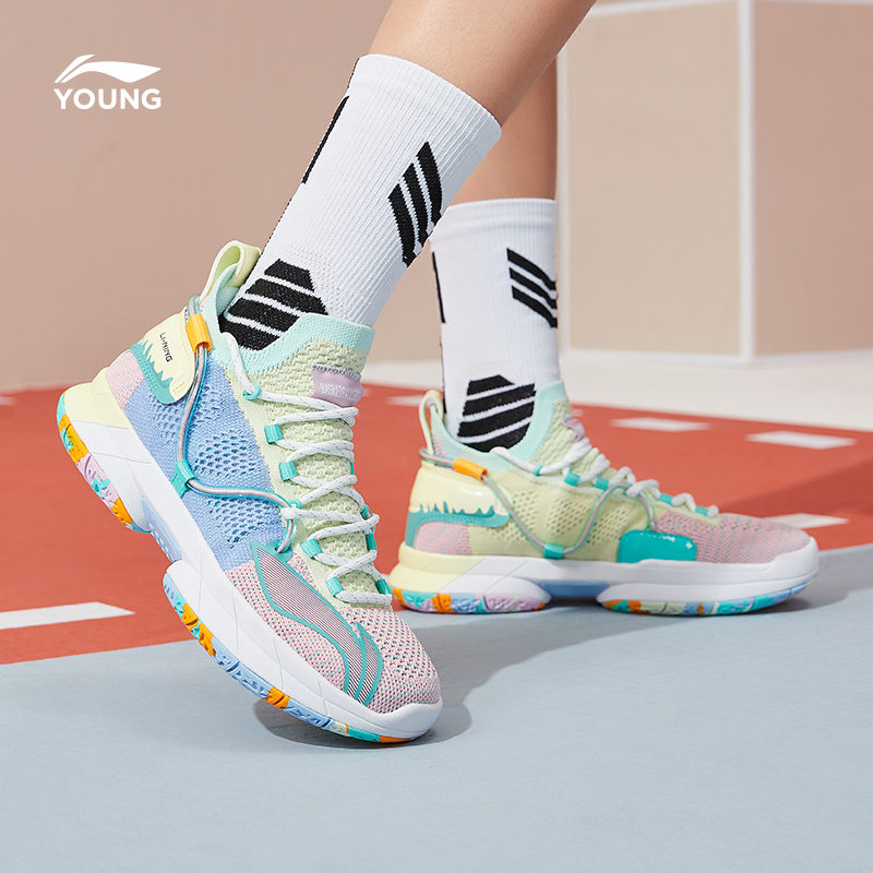 李宁童鞋篮球鞋男大童闪击6减震回弹运动鞋