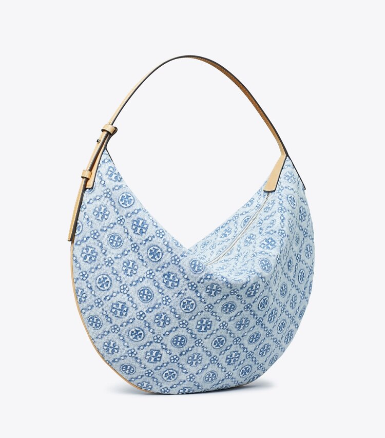 tory burch T Monogram Denim Balloon Bag