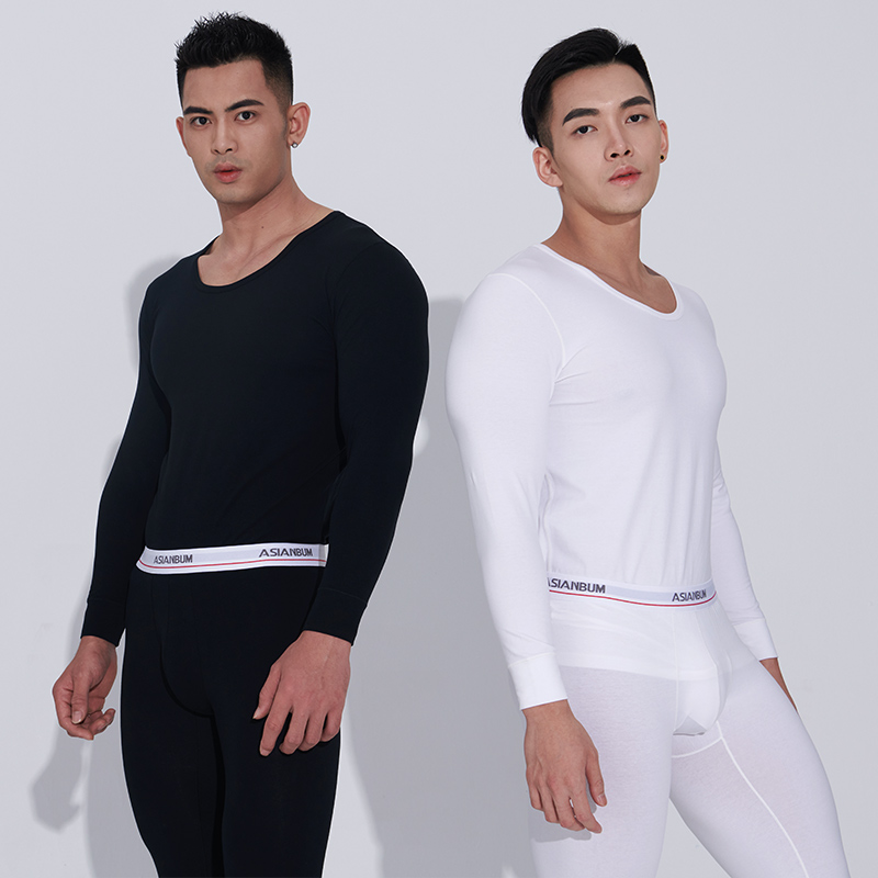 Asianbum棉质男士无痕透气保暖套装