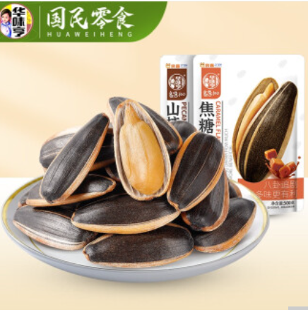 6.9元包邮！华味亨 500g山核桃+500g焦糖味瓜子