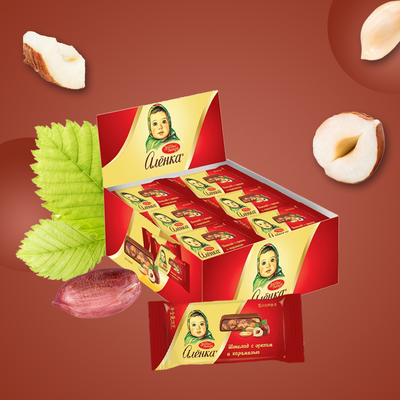 29.9元包邮！俄罗斯进口坚果焦糖巧克力24块*25g