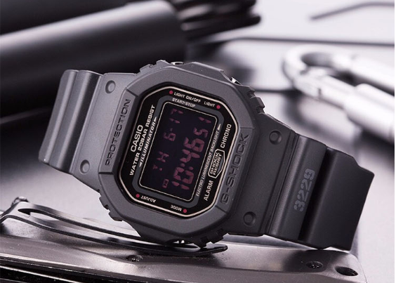比伯同款casio卡西欧gshock黑色男士运动数码腕表dw5600ms1