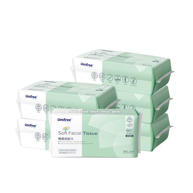 unifree一次性棉柔巾60抽6包