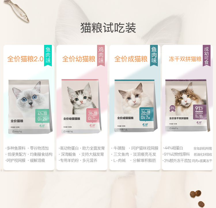 网易严选全阶段无谷全期增肥猫粮120g