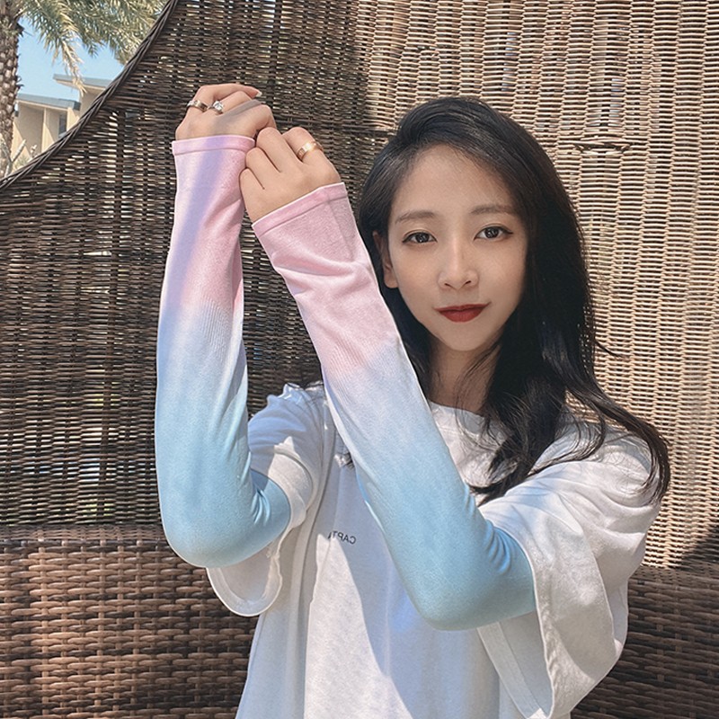 【夏日泫雅感】柠月静苼 高颜值渐变色冰袖女 防紫外线UPF50+