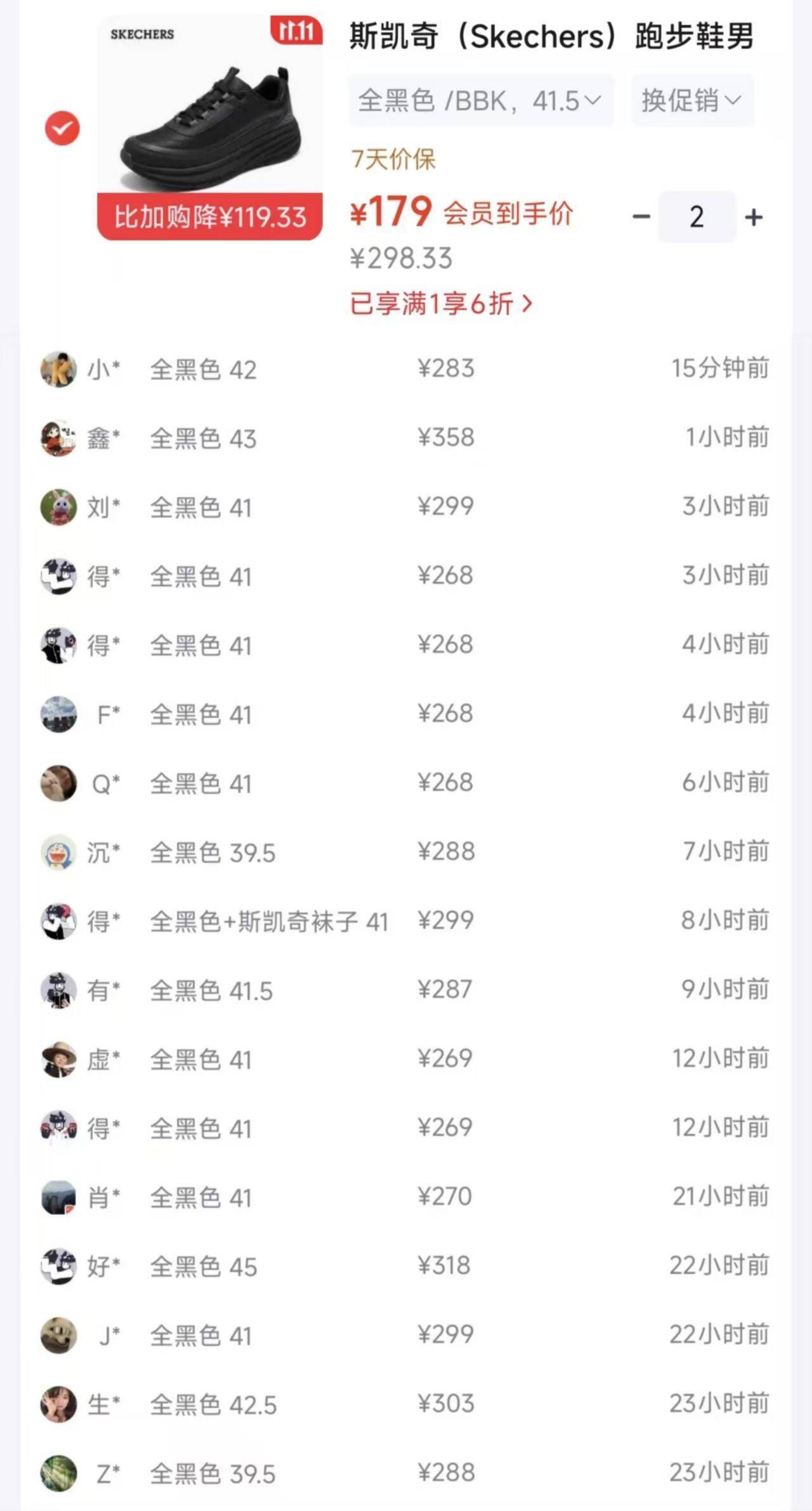 斯凯奇跑步鞋118440到手价159元