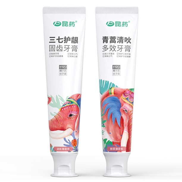 【昆药】2只大象牙膏+2只三七牙膏100克×4
