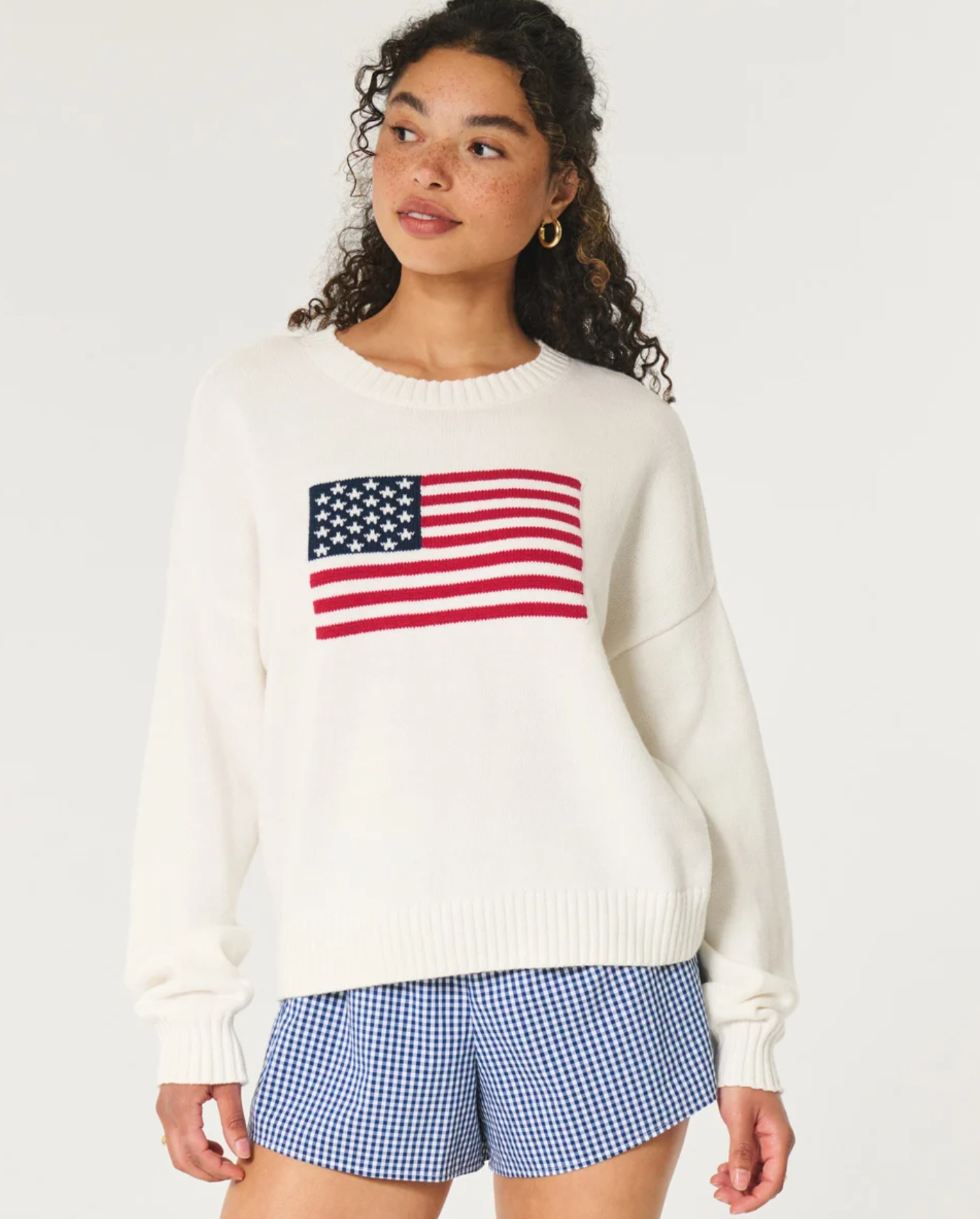 Hollister American Flag Graphic Crew Sweater